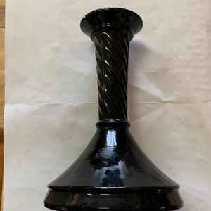 Black Amethyst Glass twirl candlestick